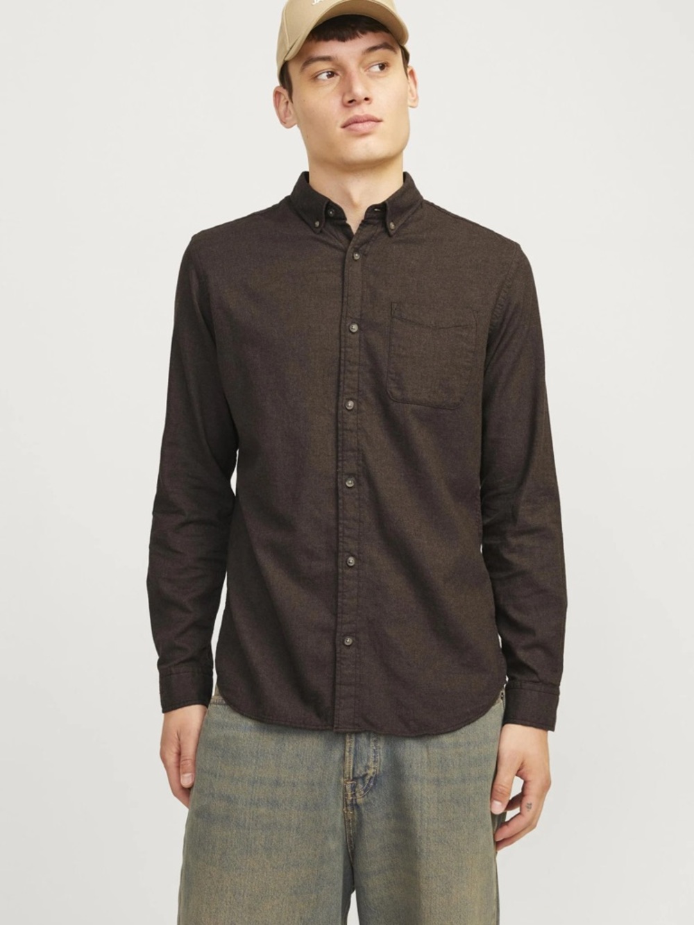 Jack & Jones Brown 100% Cotton Flannel Button Down Shirt